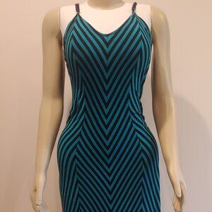 Mossimo Striped Maxi Dress Black/Teal Blue in Large